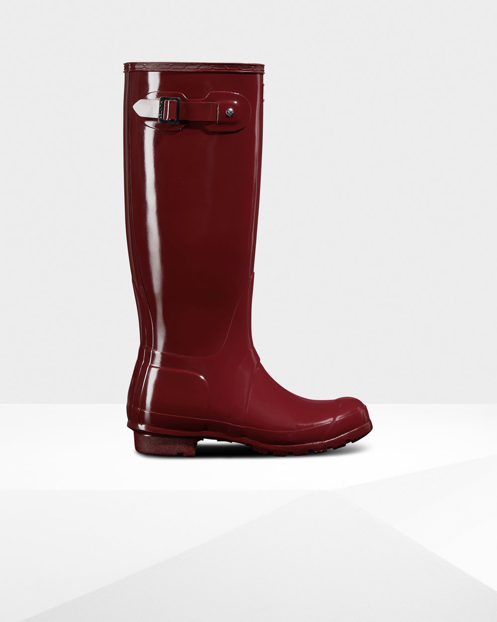 Womens Tall Rain Boots - Hunter Original Gloss (39XNGBOUH) - Grey Red